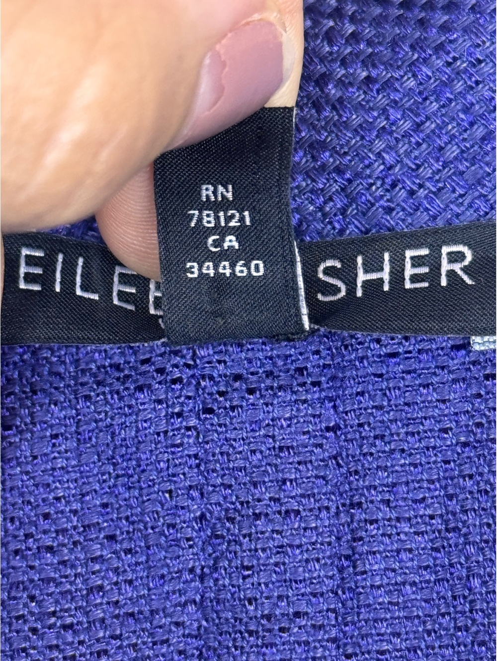 Eileen Fisher Linen Basket Sheen Jacket 3X Purple Open Front 3/4 Sleeve - Picture 4 of 12